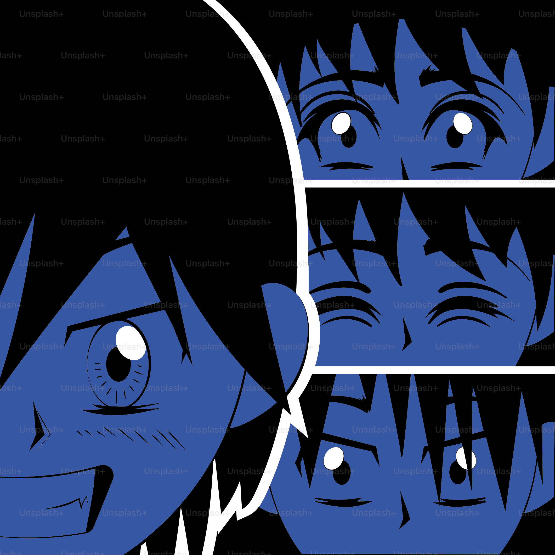 Anime-Comic-Gesichts-Nahaufnahme-Set