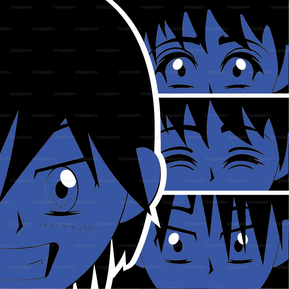 Conjunto de primeros planos de la cara cómica de anime