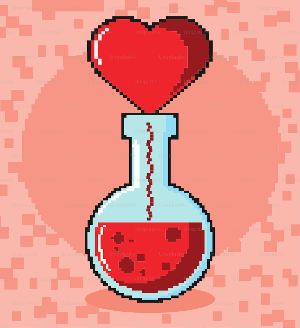 pixelated potion love in flask