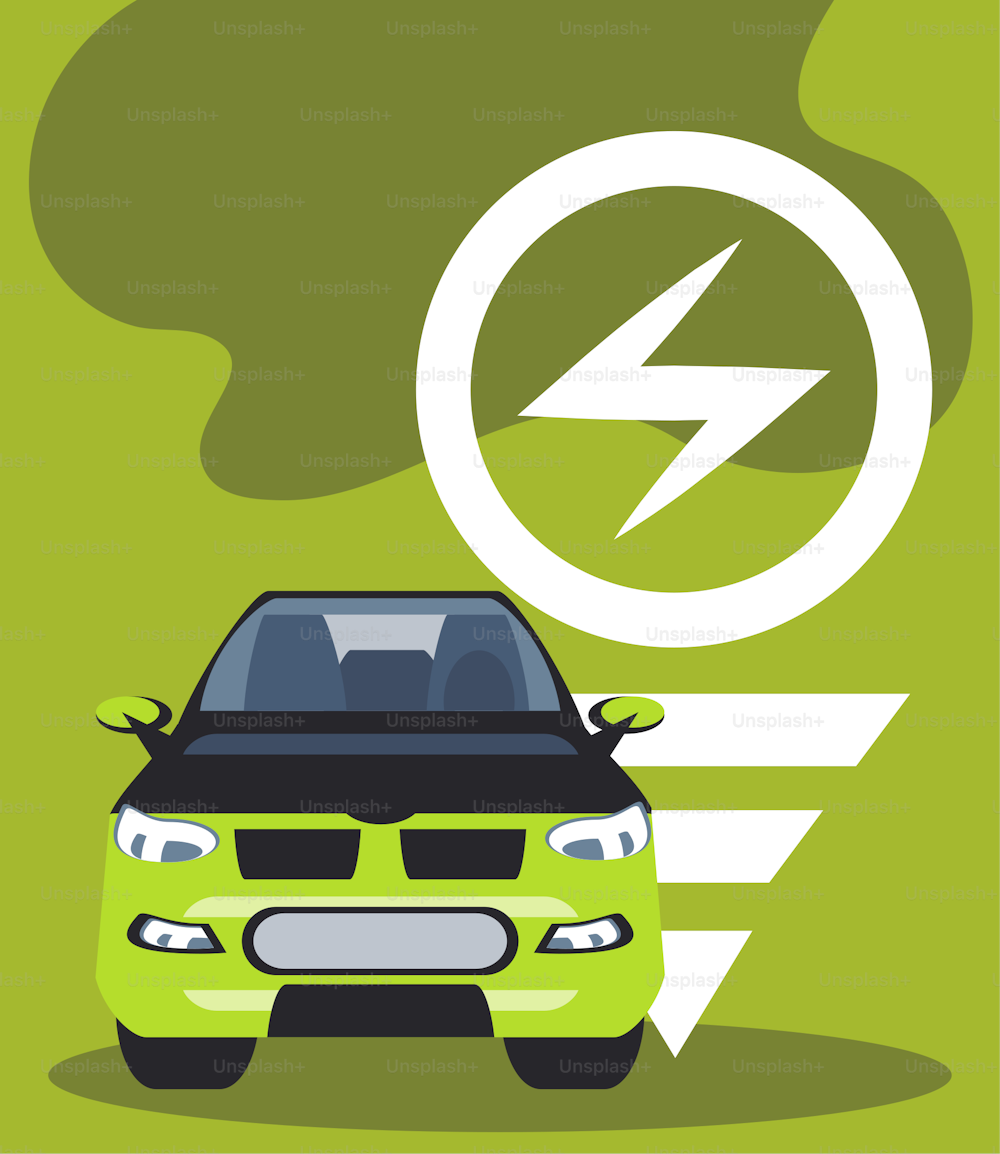 auto elettrica ecologia energia tecnologia trasporto vettoriale illustrazione
