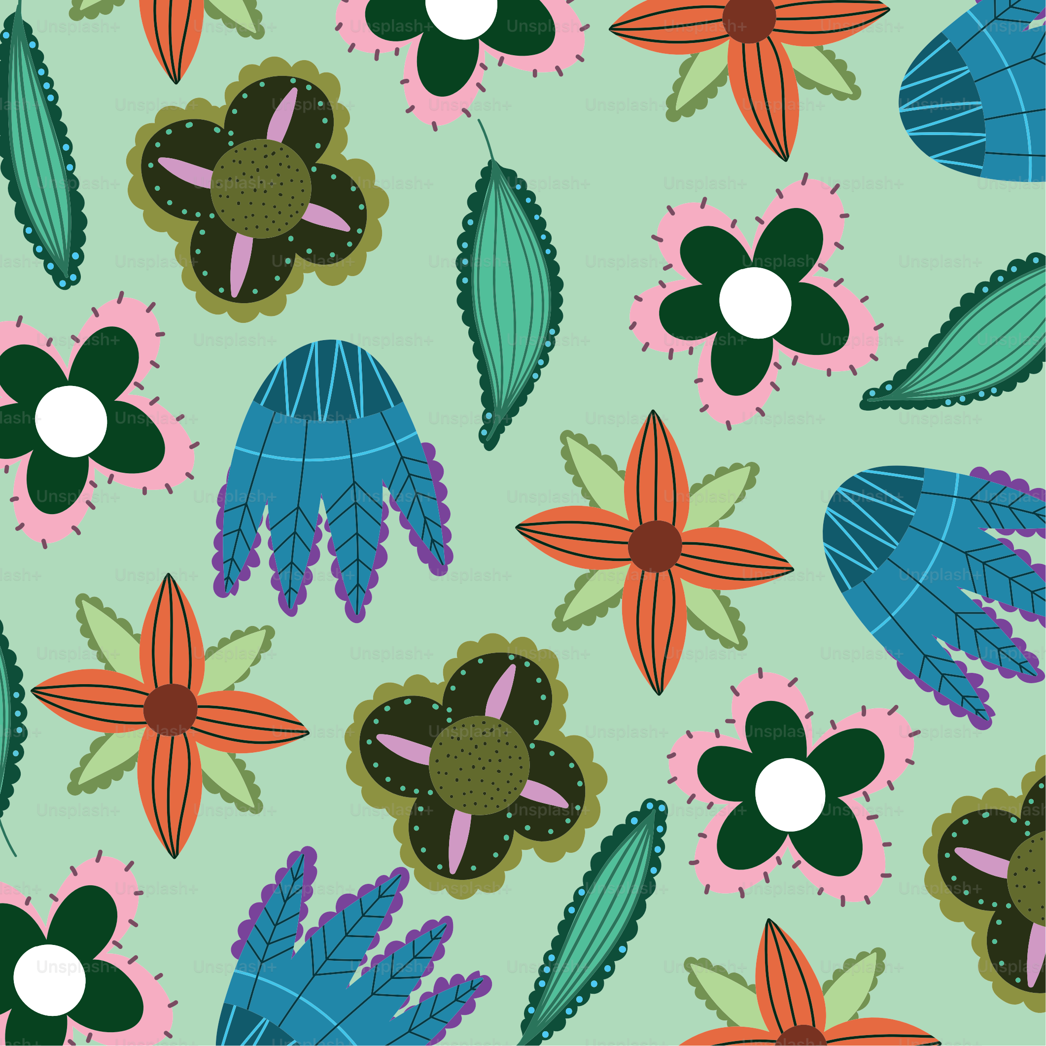 Dekorative Blumenblätter florales Naturmuster nahtloses Design Vektorillustration