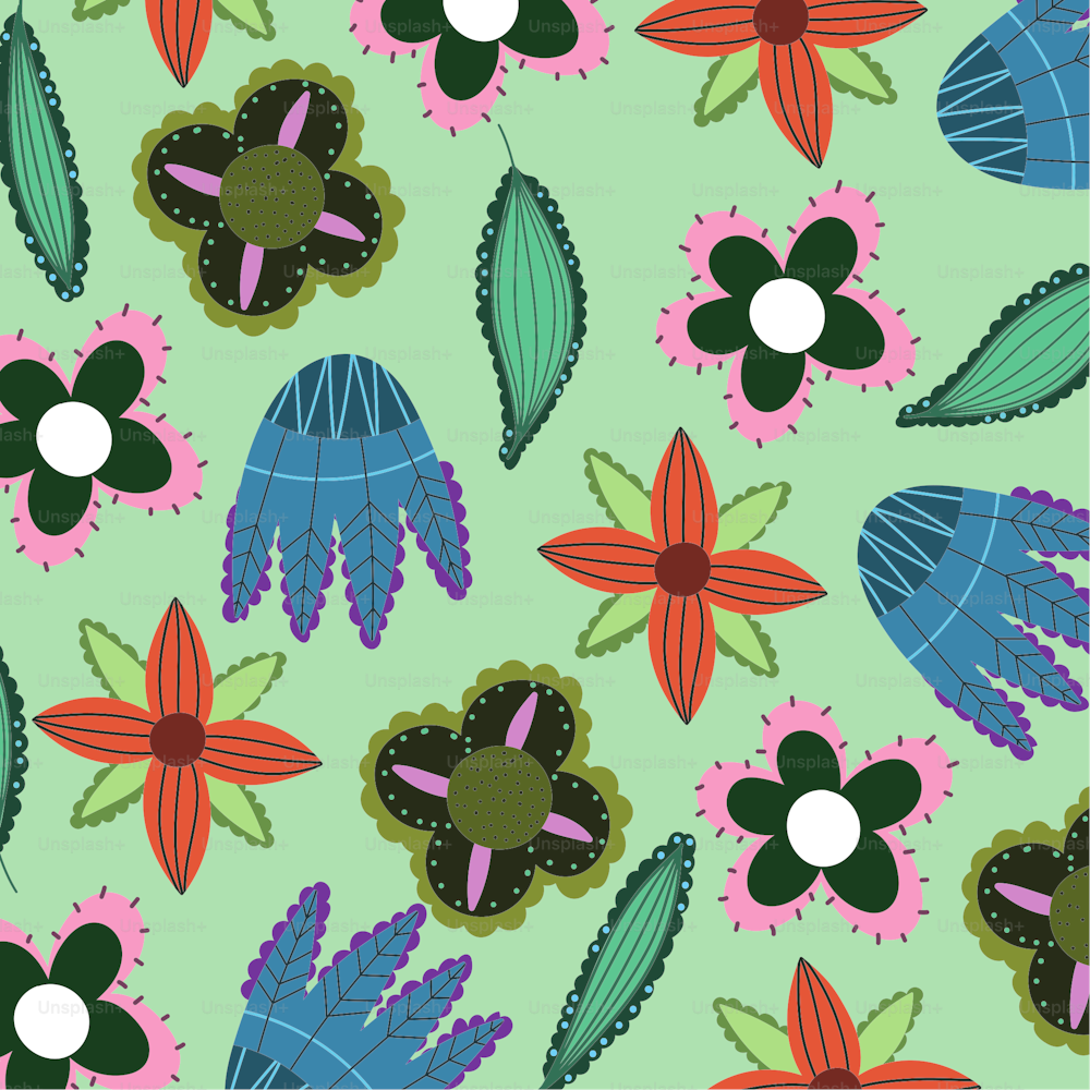 decorative flowers leaves floral nature pattern seamless design vector illustration
