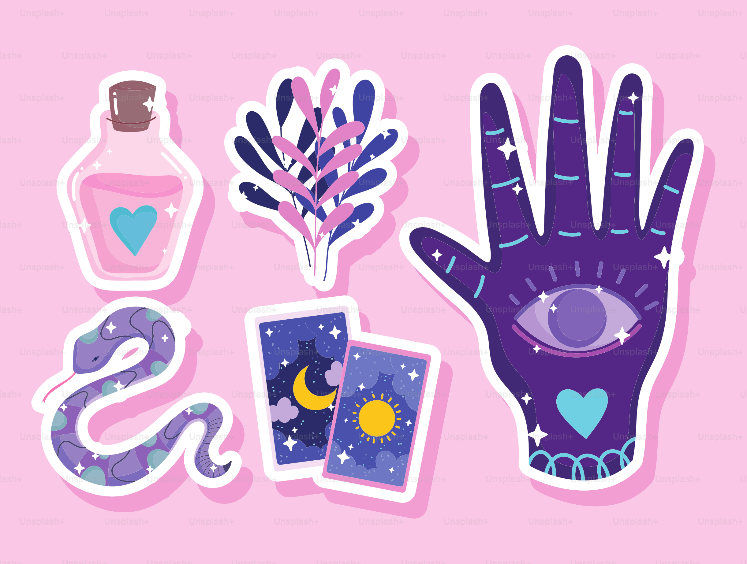 astrologia mágica místico conjunto de desenhos animados