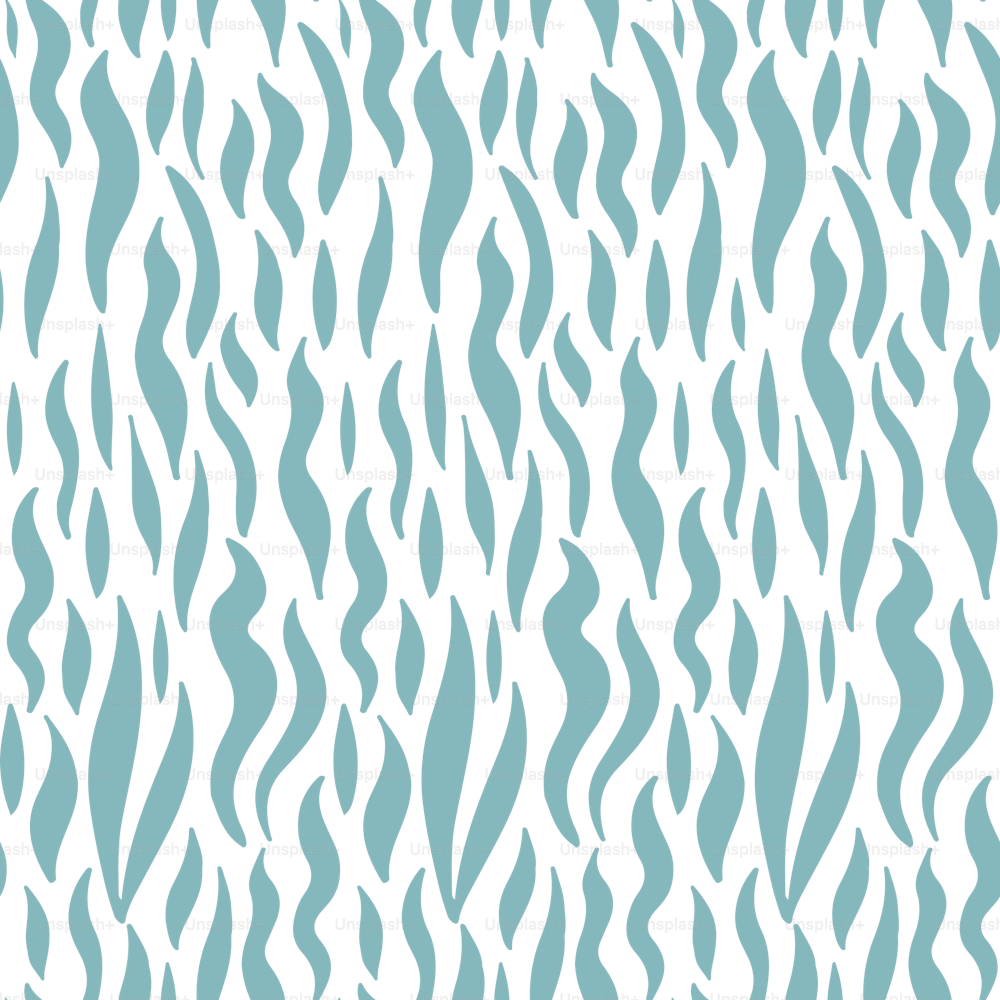 Long seaweed seamless patterm. Hand drawn simple vector background