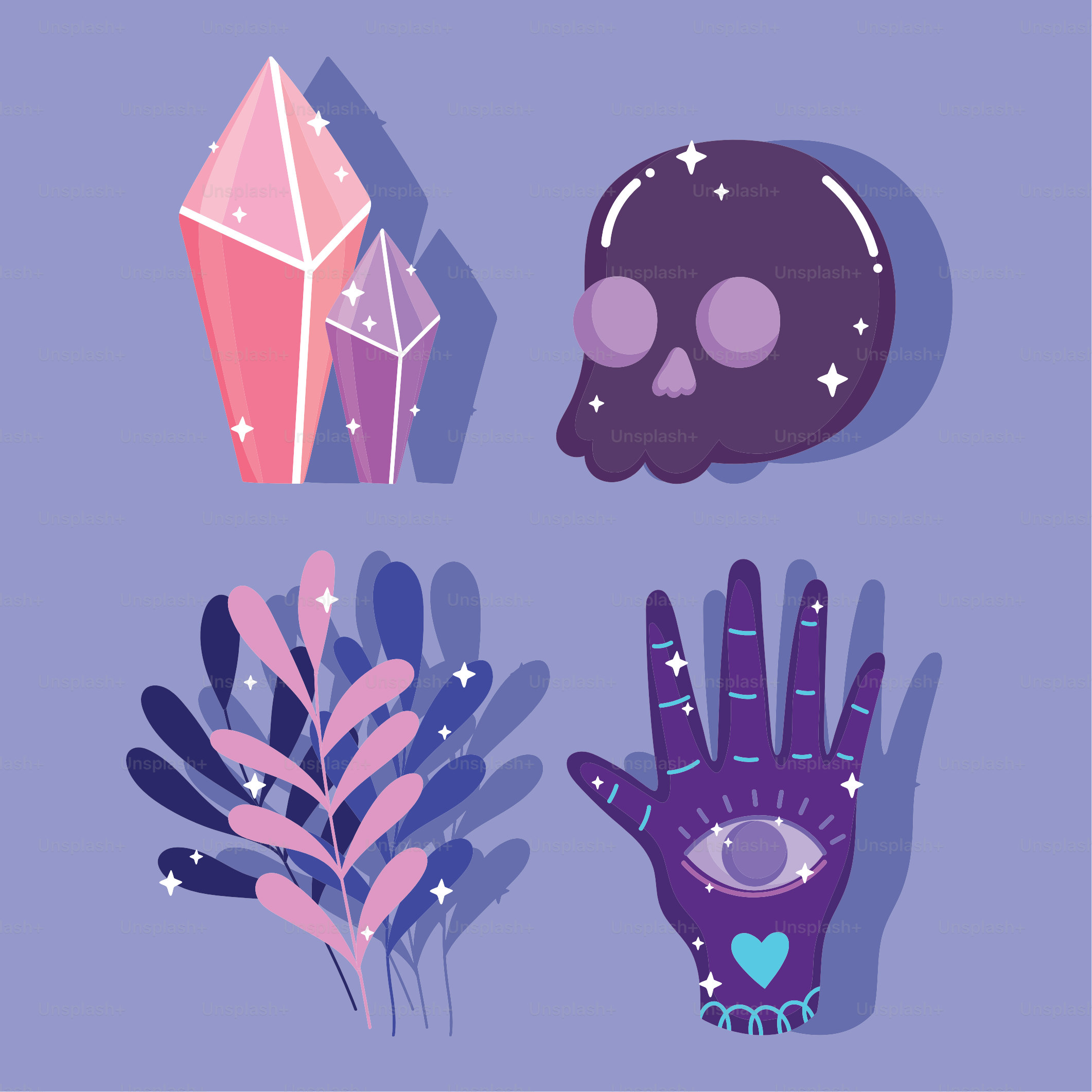 Cristal de mano mágico esotérico de calavera