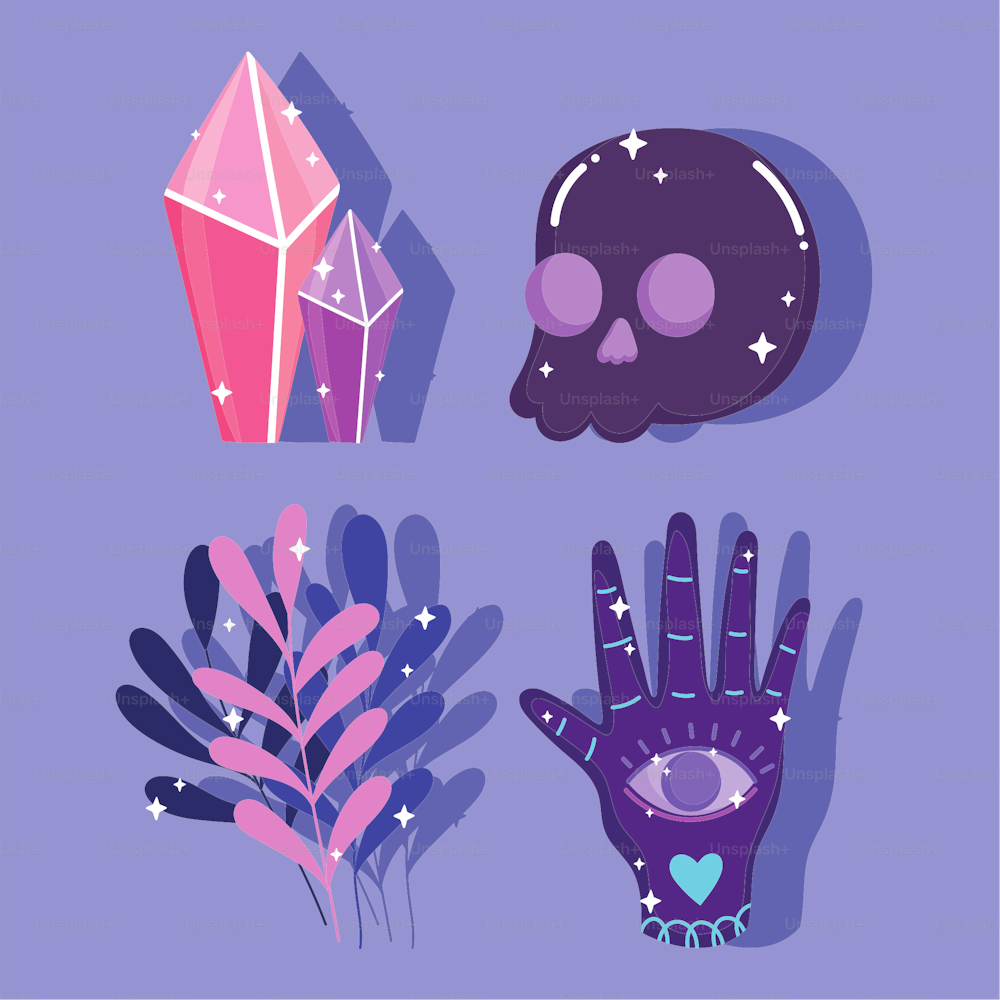 magic esoteric skull hand crystal