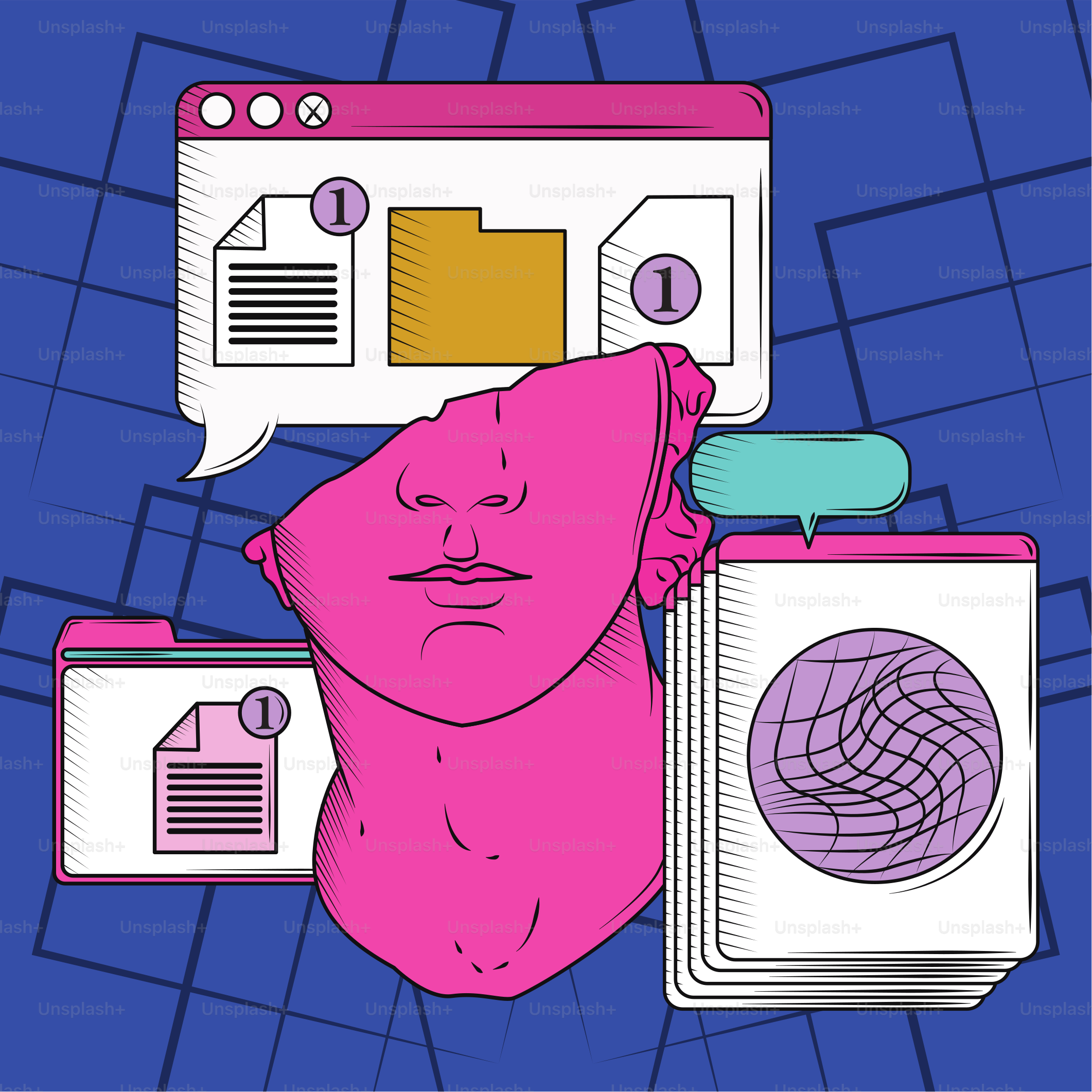 retro window folder data and document