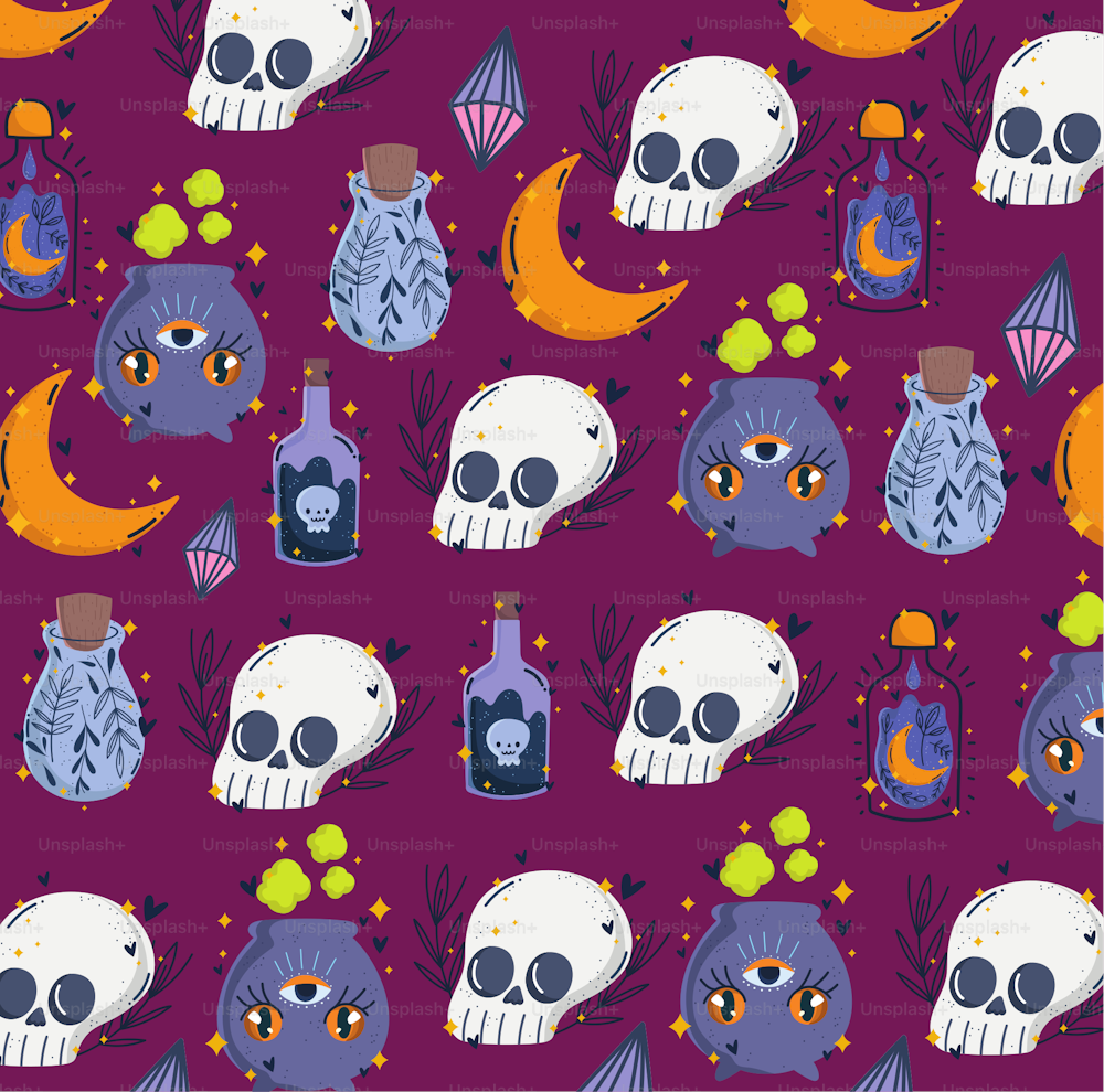 skulls moon poision decoration background