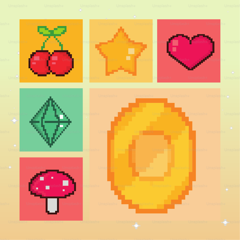 Icons Pixel Videospielstil