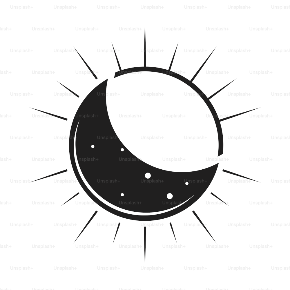 moon and sun esoteric colorless icon isolated