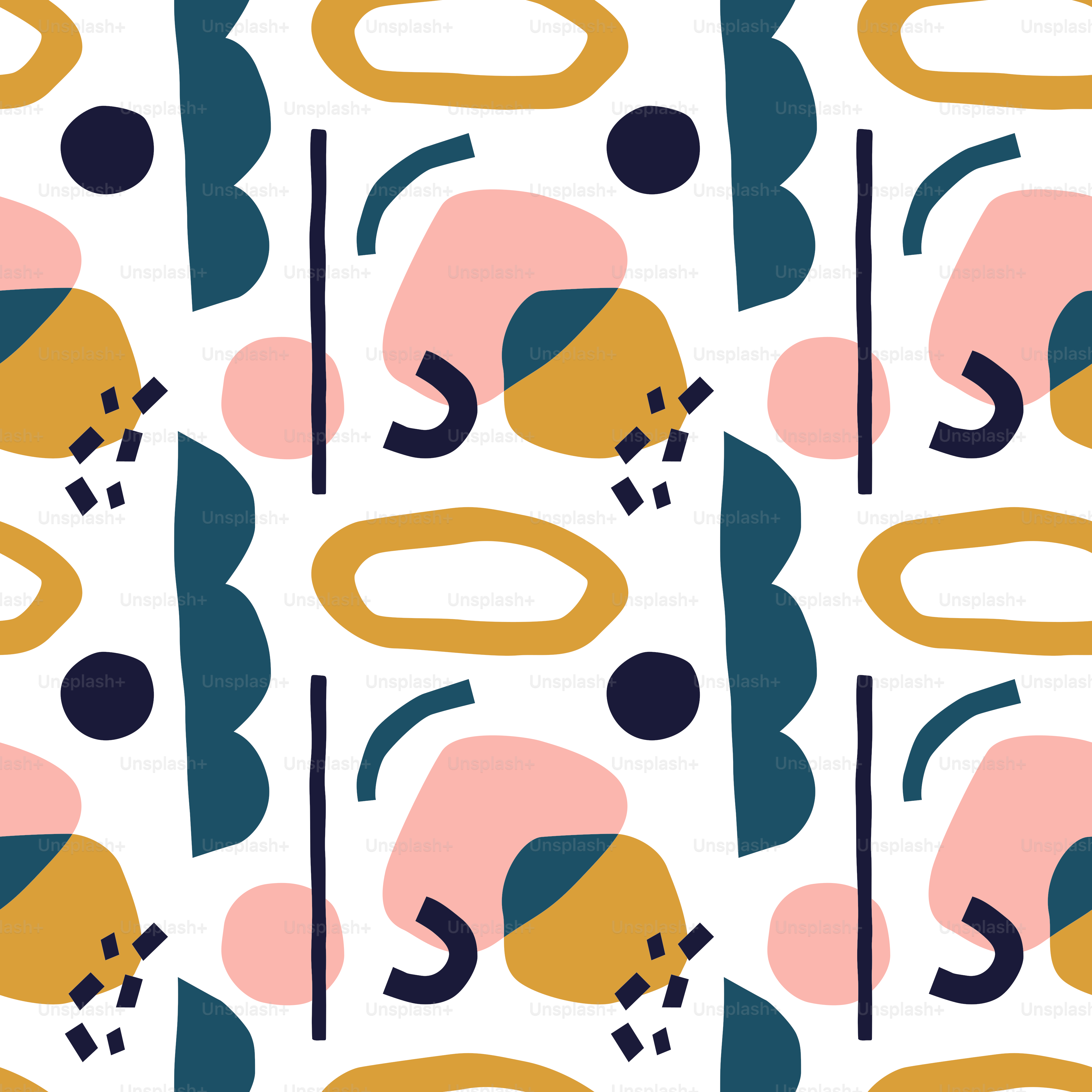 Minimalist flat geometric shapes seamless pattern. Trendy pastel color shape minimal background design. Abstract decoration wallpaper, artistic cubism current symbols.