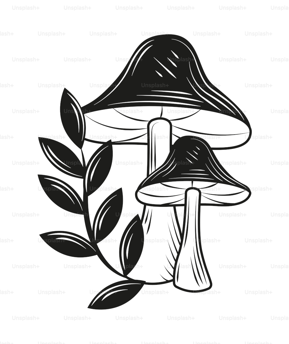 mushroom minimalist tattoo isolated icon