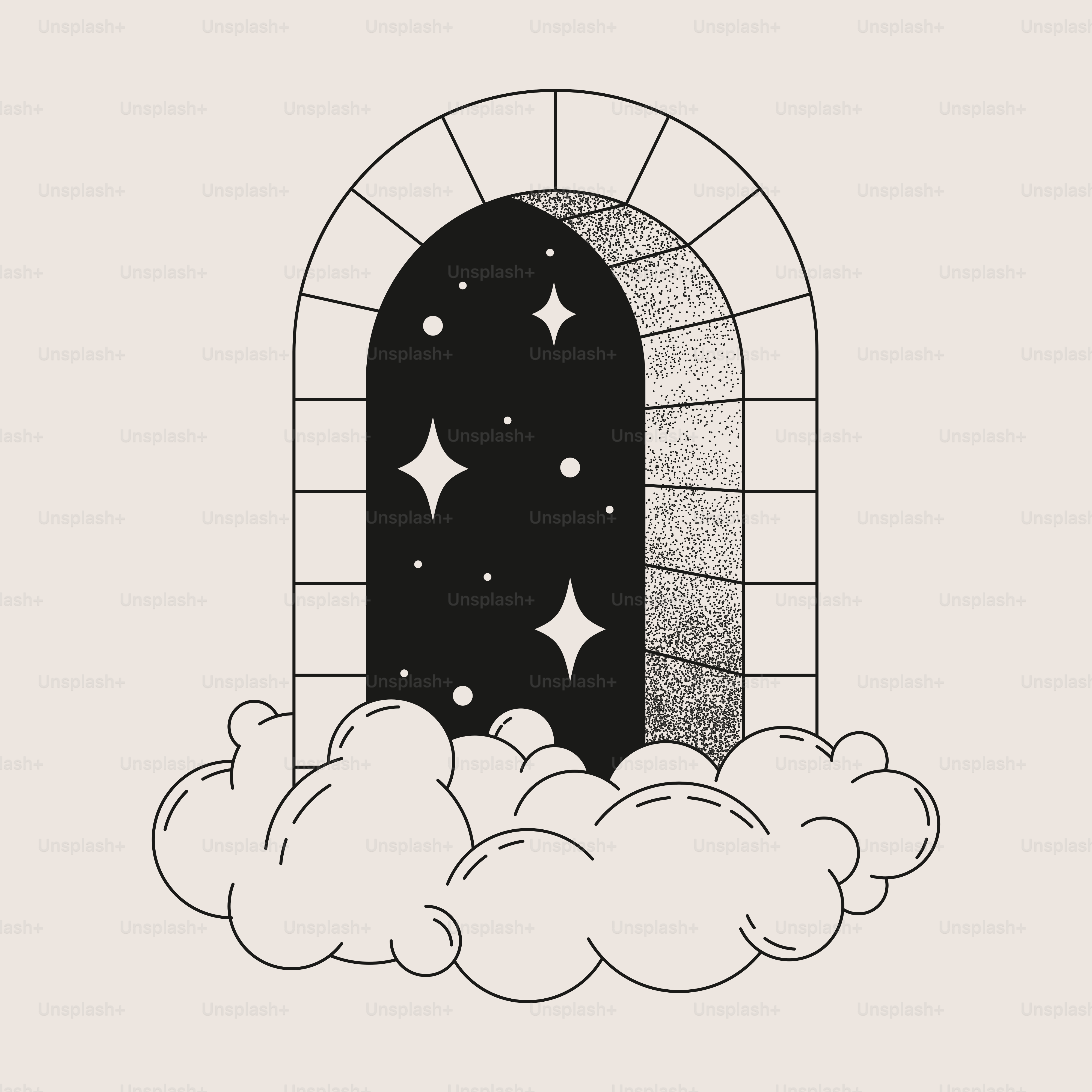 Stylish square illustration. Black element on a light background. Geometric ink pattern.