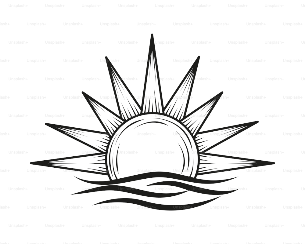 sun minimalist tattoo isolated icon