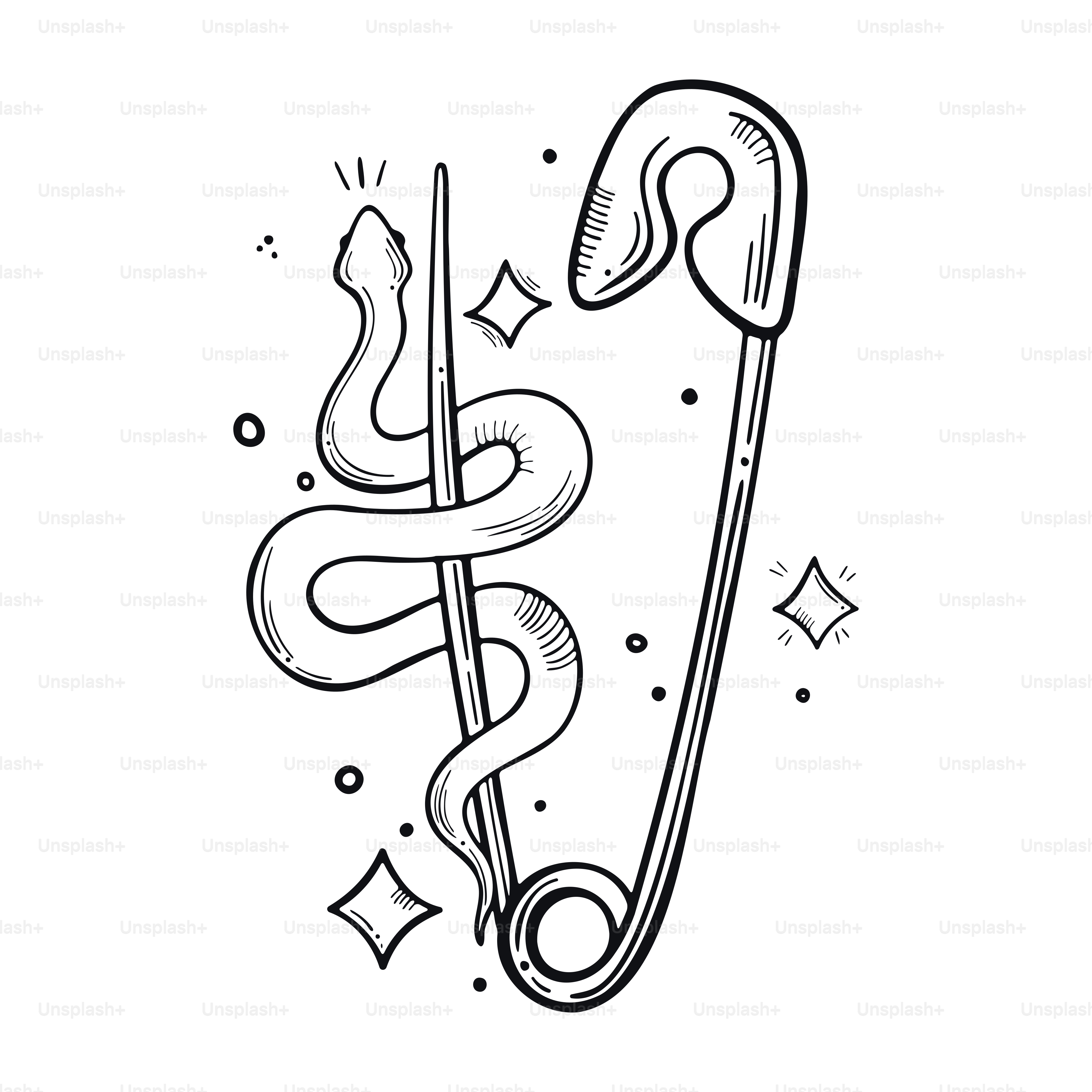 Hand drawn line art illustration. Detailed outline drawings. Templates for coloring books, tattoos, stickers, prints.