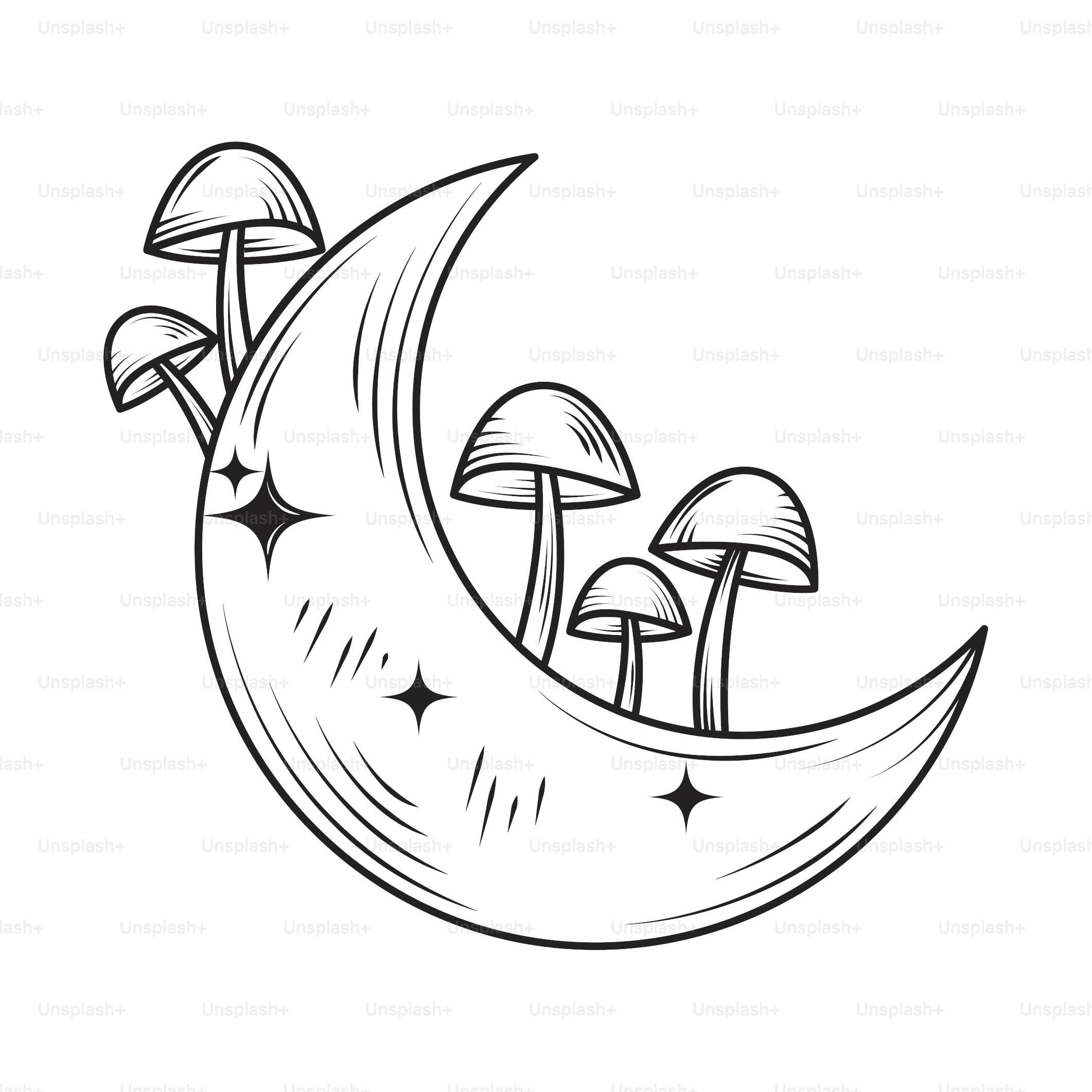 alchemy moon and fungus isolated icon