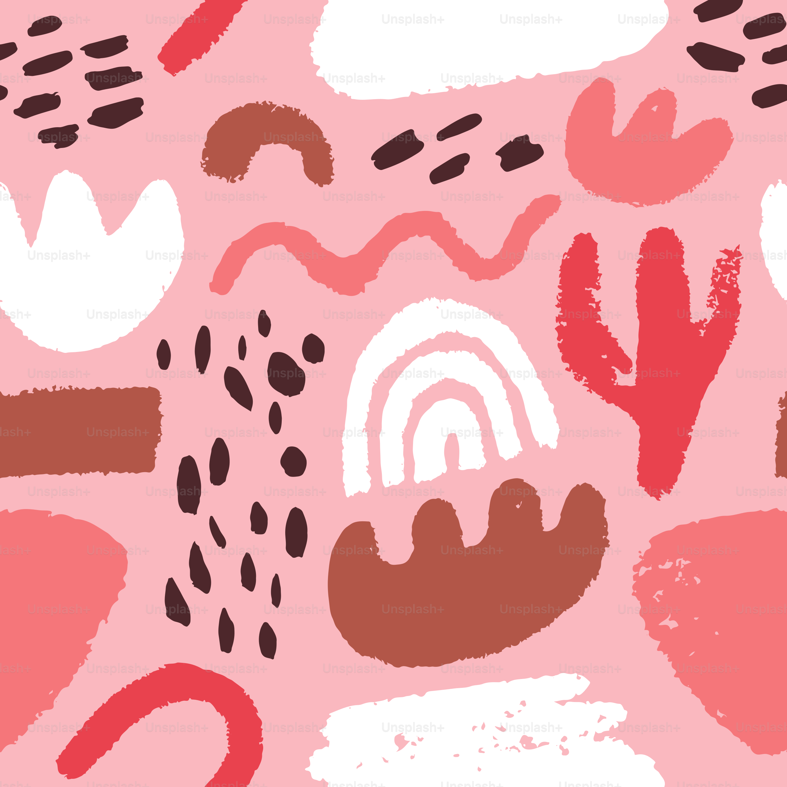 Abstract organic shape seamless pattern with unusual pink color doodles and hand drawn shapes. Ethnic rock art style doodle background for fashion print, summer wallpaper design.