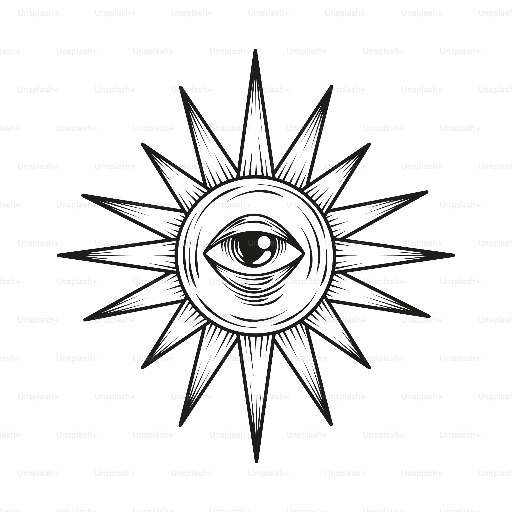 Sun with eye minimalist tattoo isolated icon vector – Tattoo Image on ...