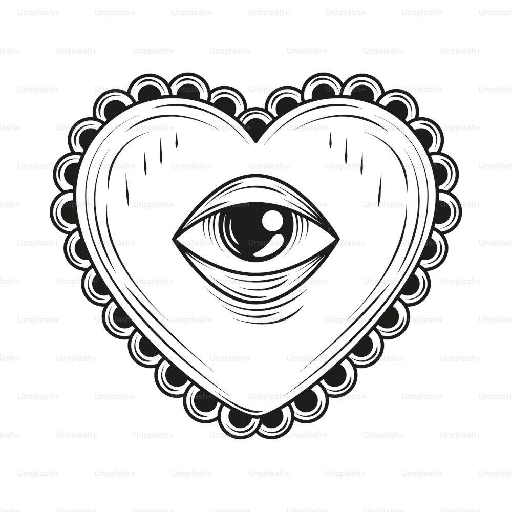 heart with eye minimalist tattoo isolated icon