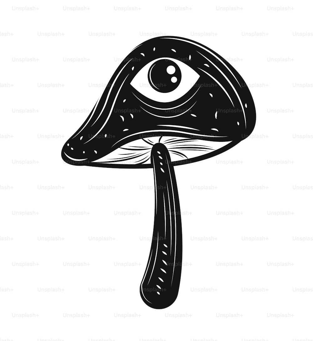 mushroom with eye colorless esoteric icon isolated