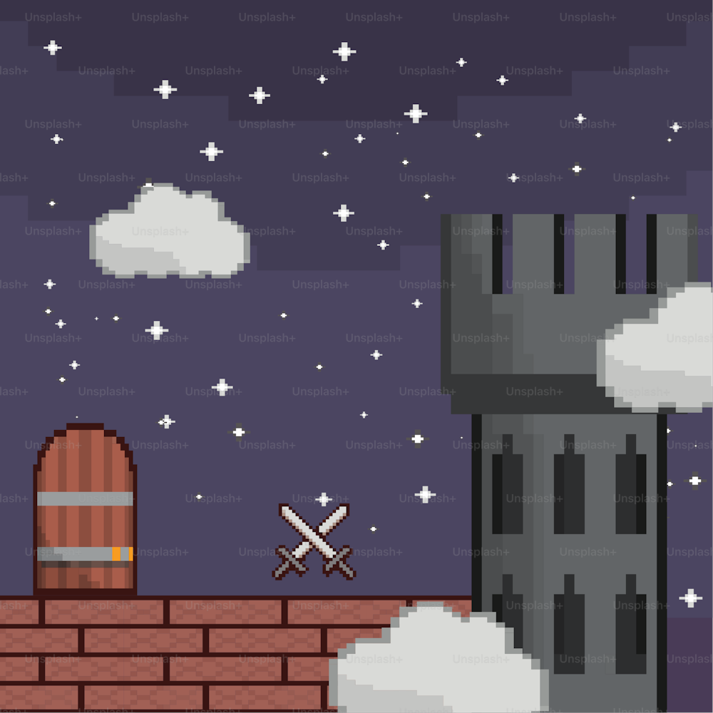 pixel art medieval screen for video game