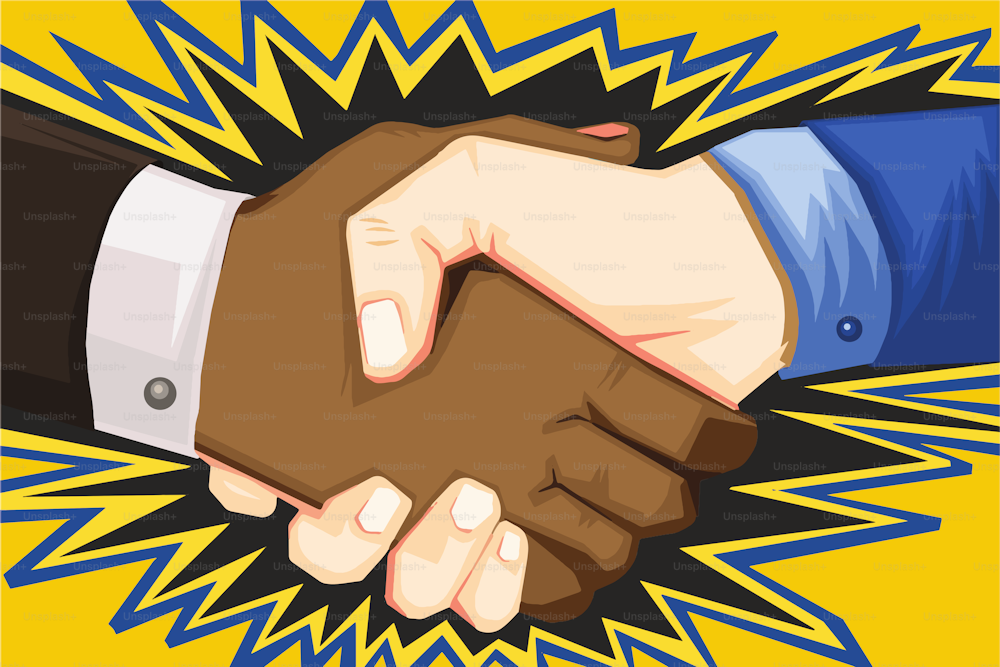 Handshake between African and a Caucasian man
