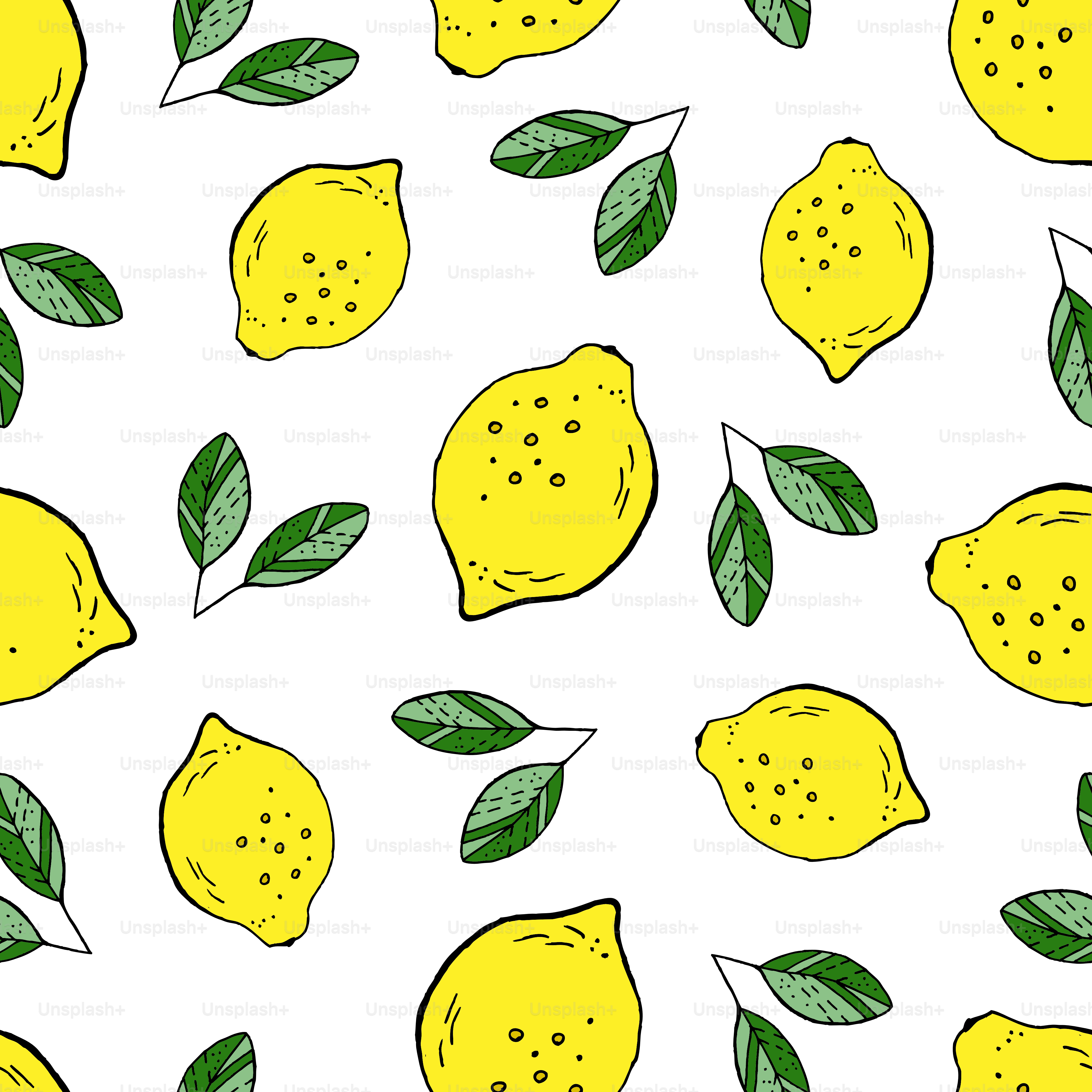 Lemon on a white background vector seamless pattern.