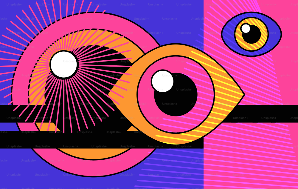 Vector illustration of an abstract poster or background, with shapes and a human eye.