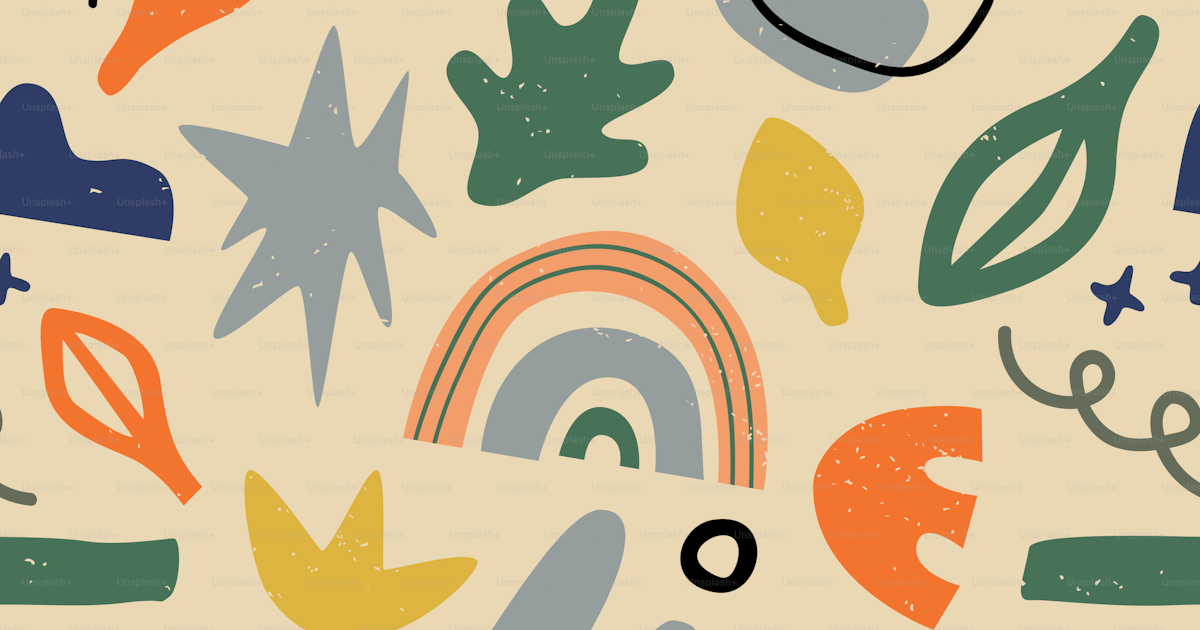 Abstract organic shape seamless pattern, random flat cartoon doodles in ...