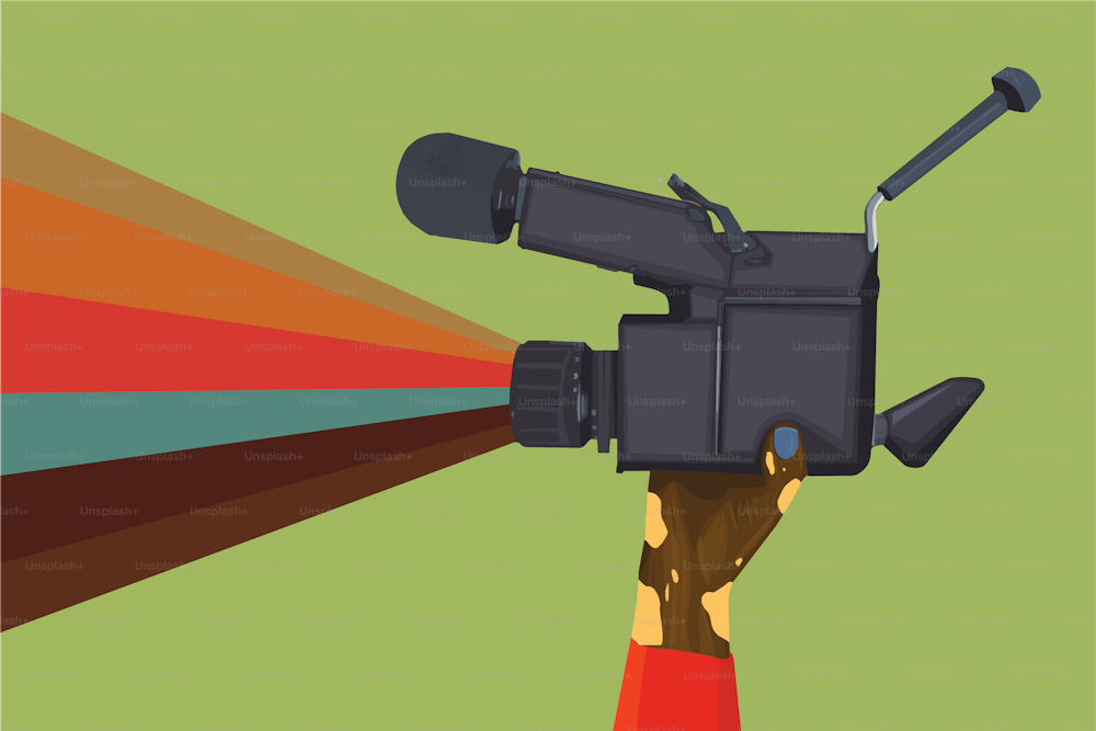 Vector of hand holding vintage camera