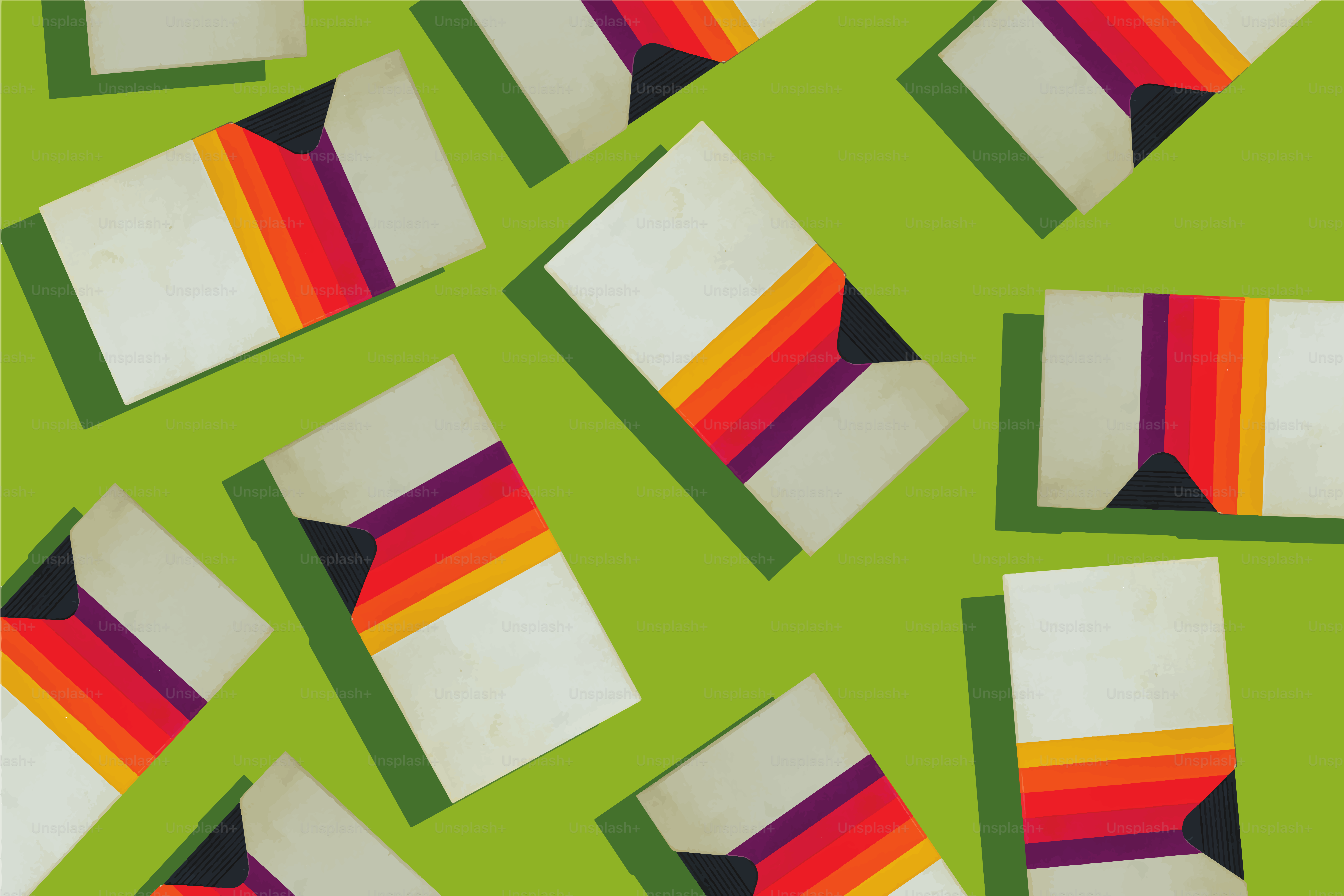 Vettore di videocassette VHS isolate su sfondo verde