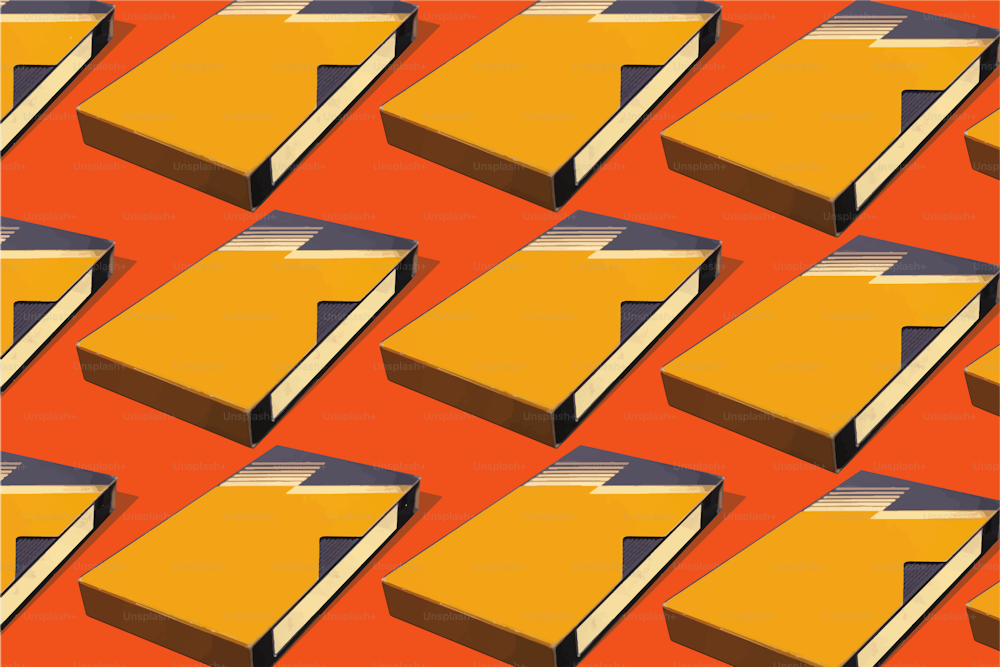 Vector of VHS video cassettes isolated on orange background
