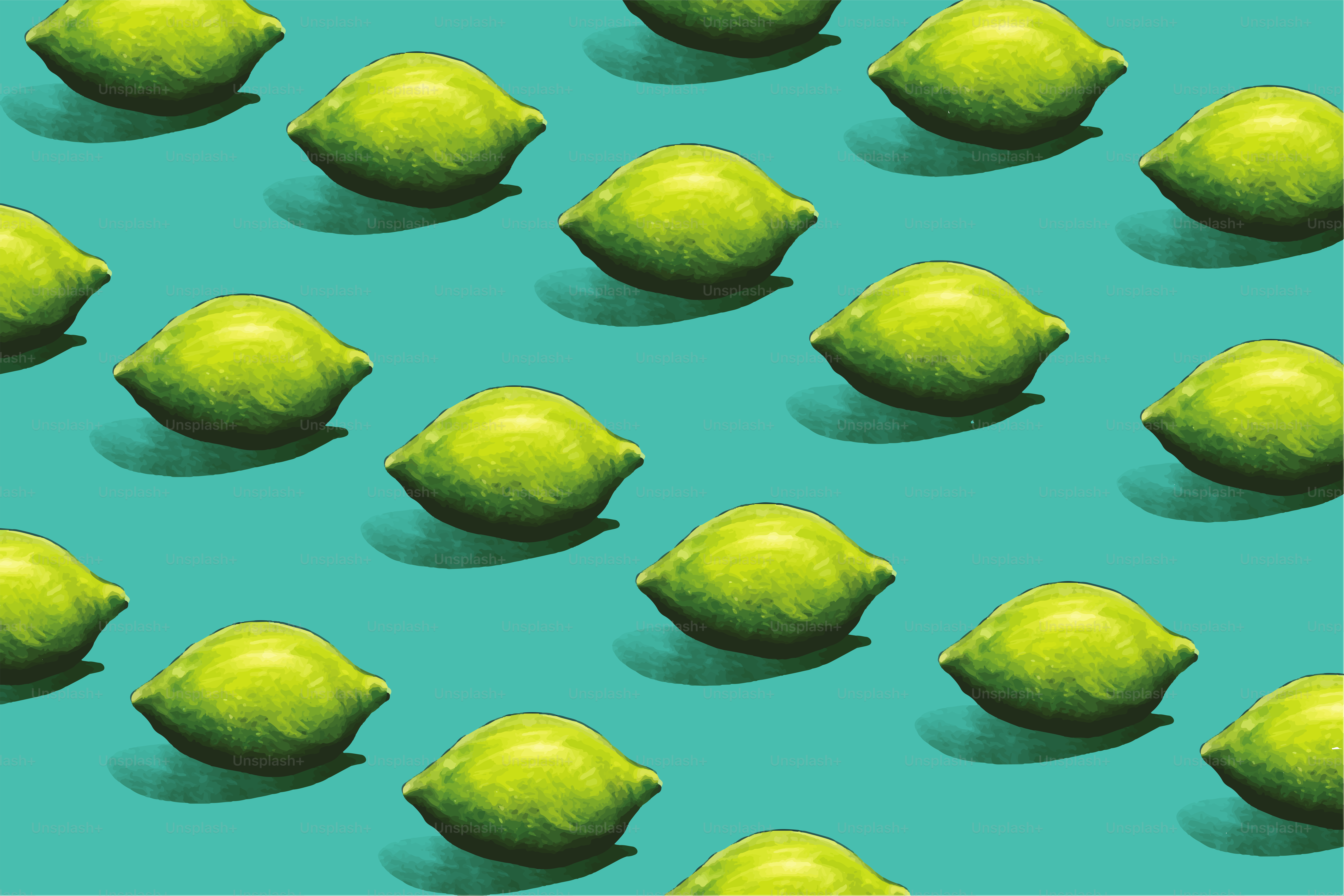 Colorful seamless fruit pattern of lemons on blue background