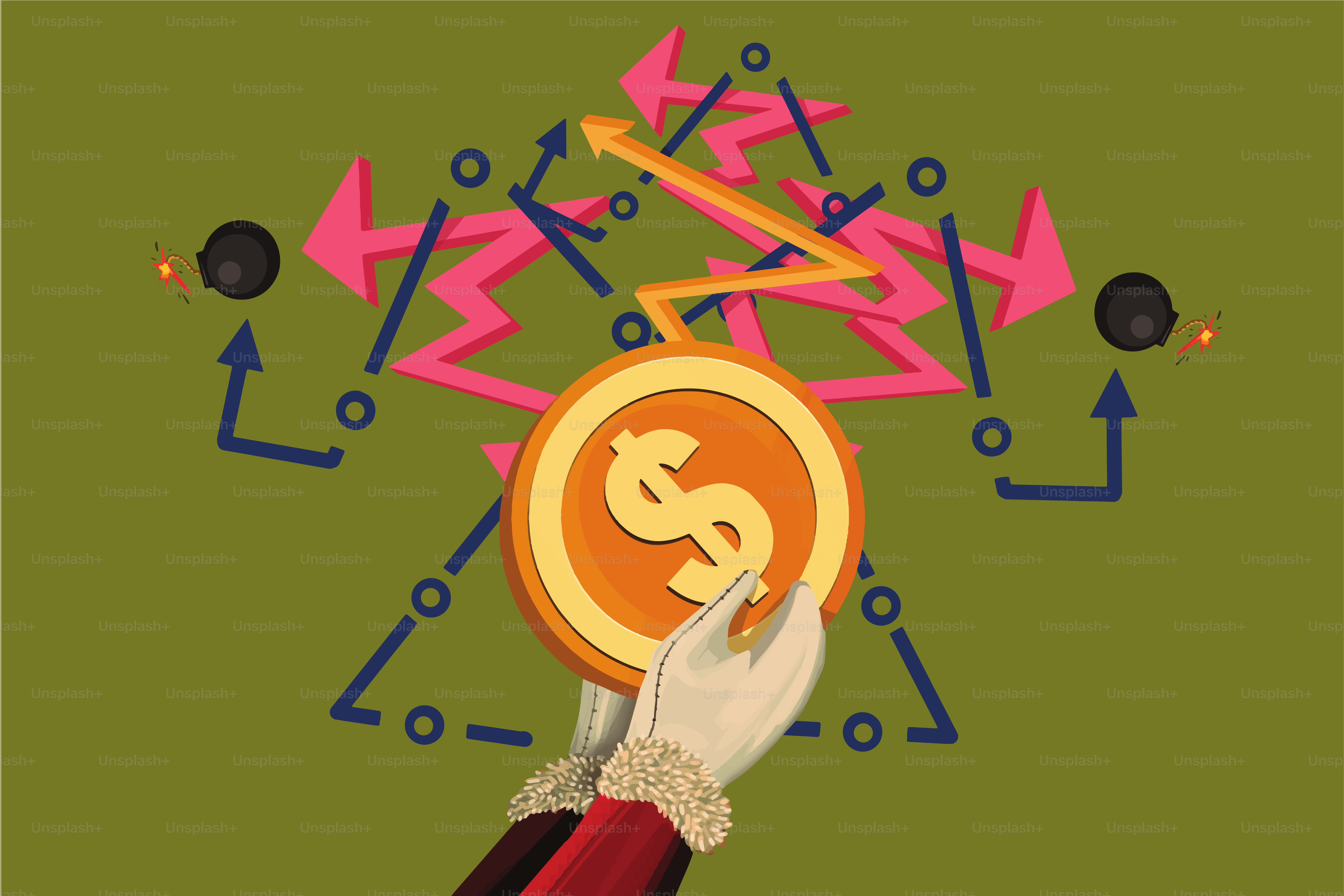 금융 시장 위기 및 경제 위기 개념의 예시 벡터 – Unsplash의 돈 이미지