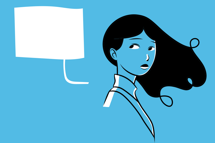 Vector illustration of a young woman in a cartoon style.