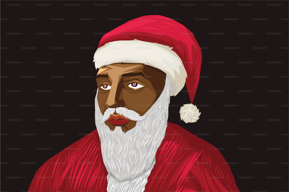 Vector of African American Santa Claus