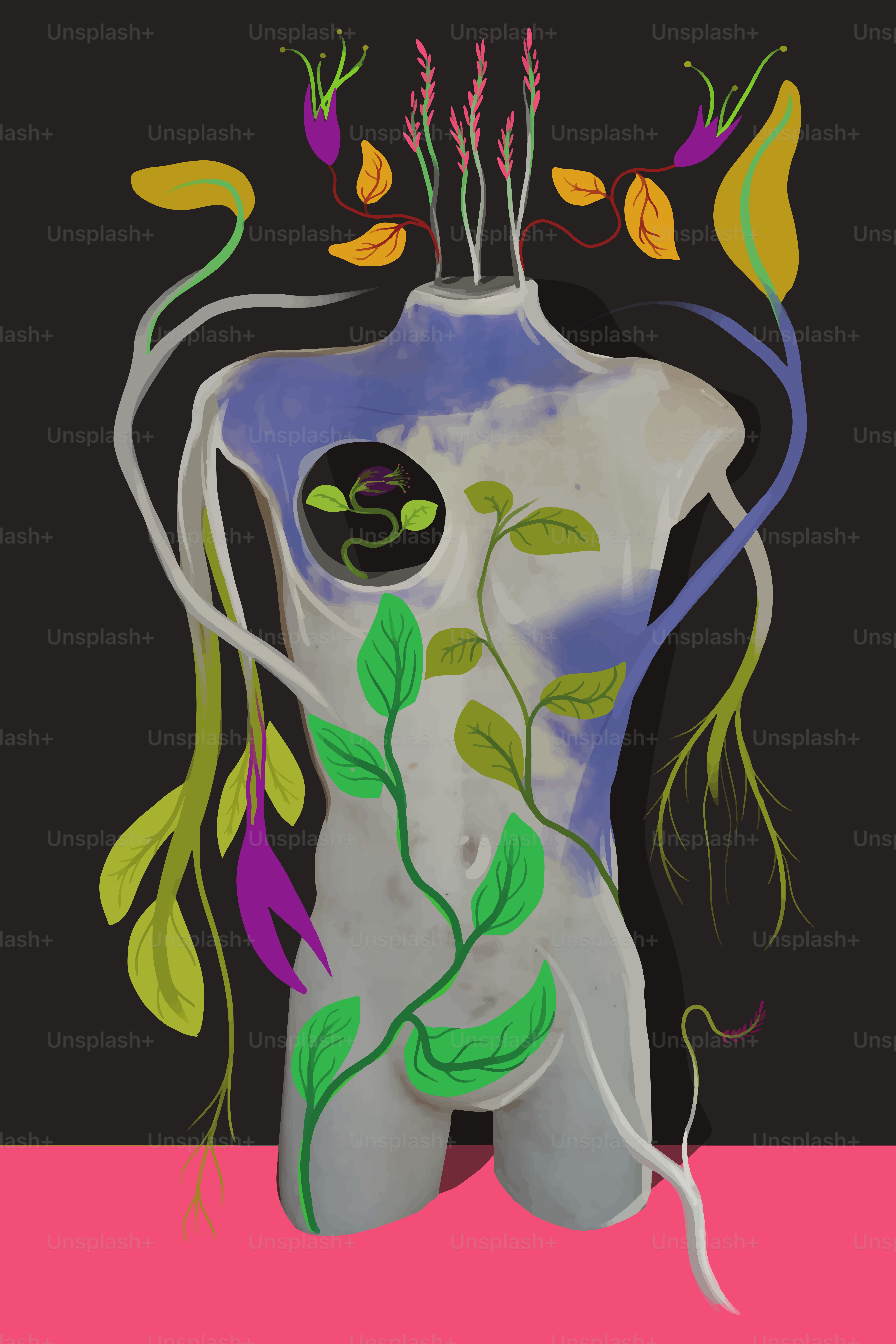 Illustration of a human torso representing how we eat and treat our bodies