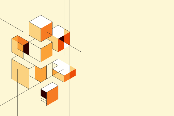 Vector illustration of a background with isometric perspective shapes and lines. Copy space to add more designs and/or text.