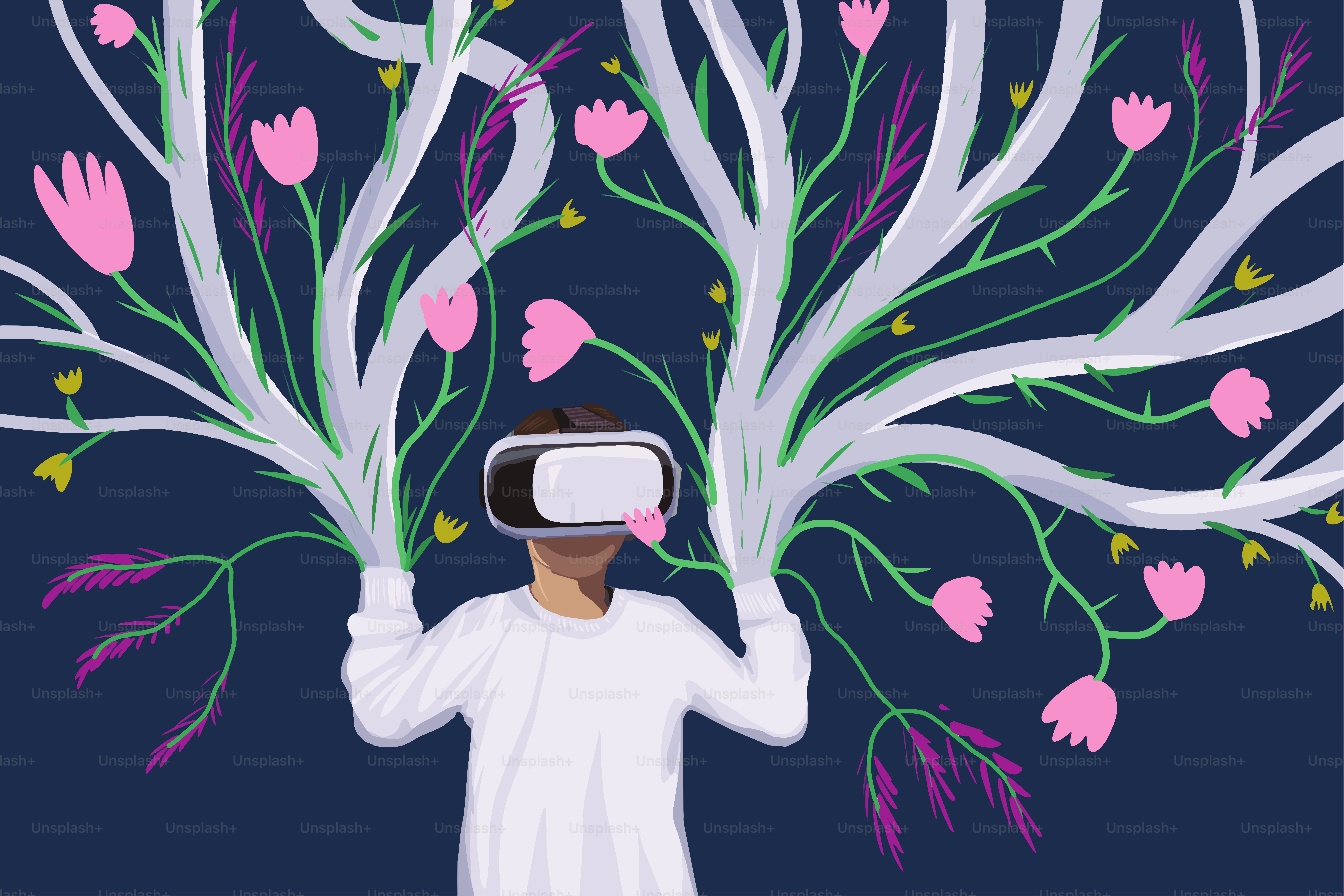 Mädchen, das Spaß am Tragen eines Virtual-Reality-Headsets hat