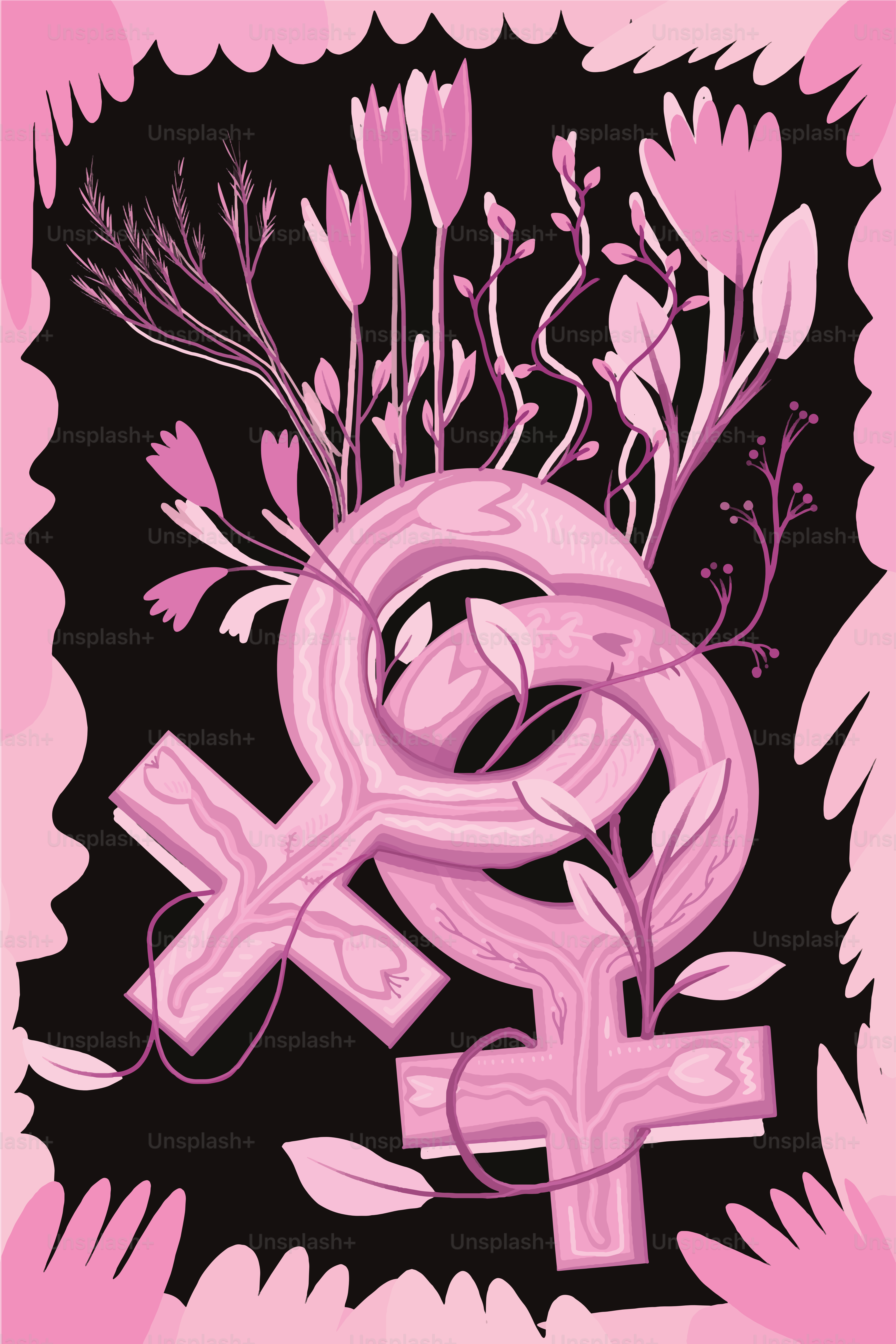 Pink gender symbol of lesbian