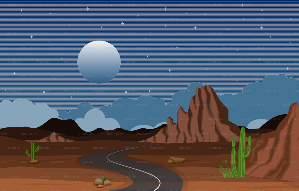 Bela paisagem do deserto ocidental com ilustração vetorial da montanha do penhasco da rocha do céu