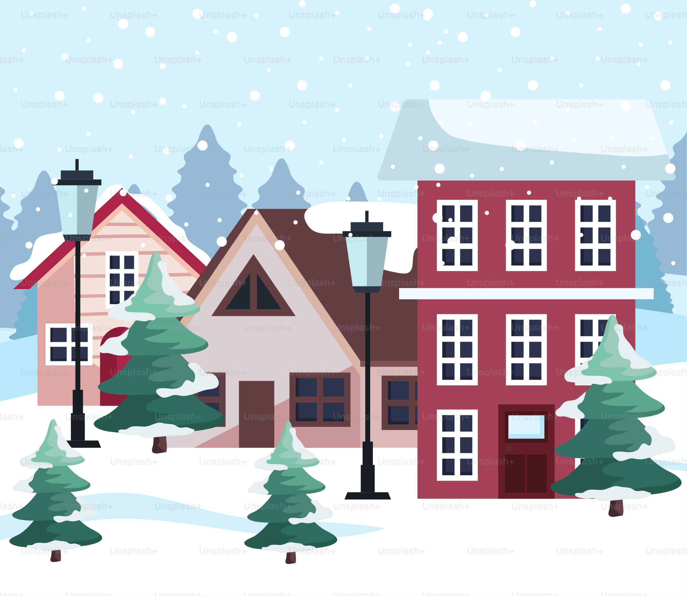 winter time season urban scene