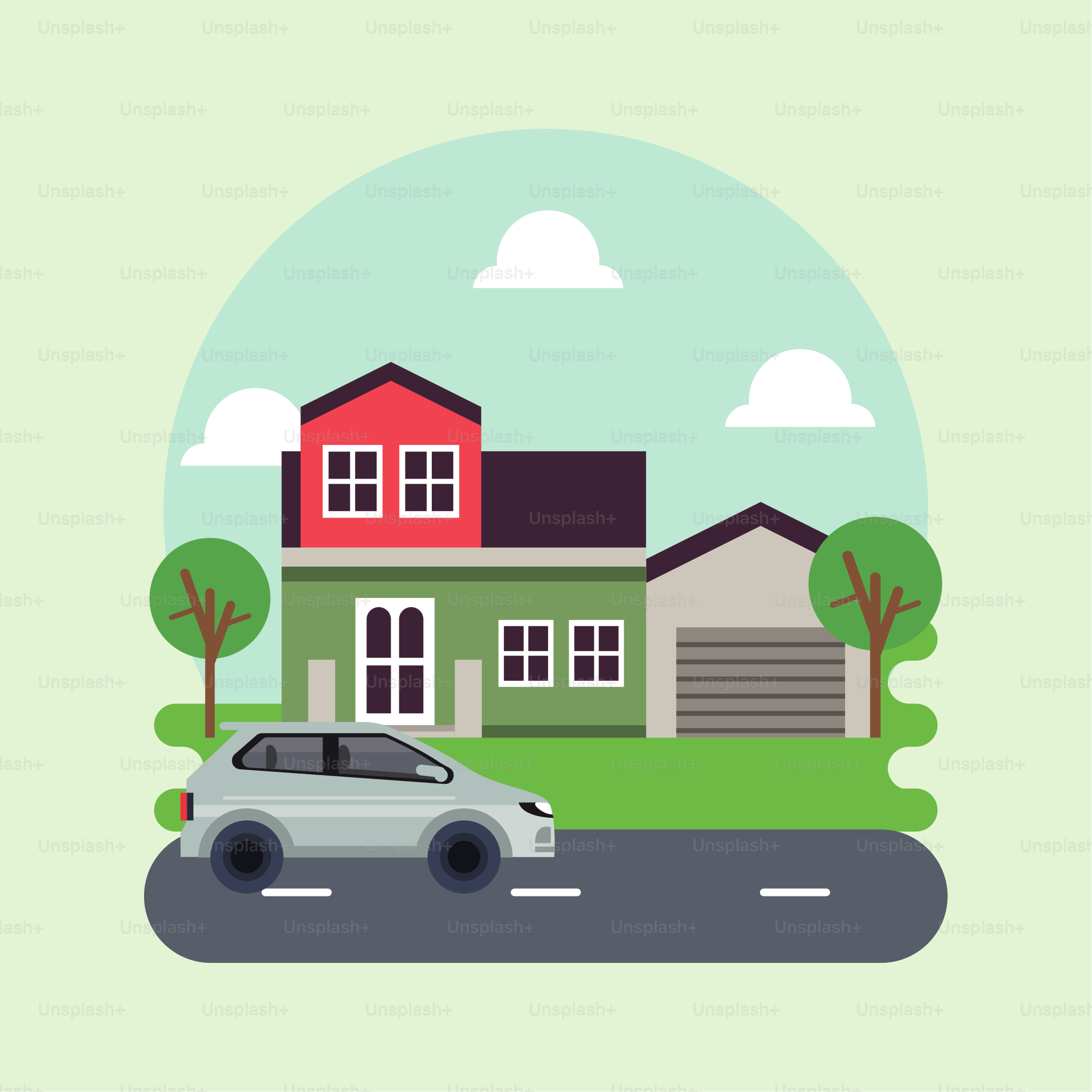 city life megalopolis cityscape scene with houses and car vector illustration design