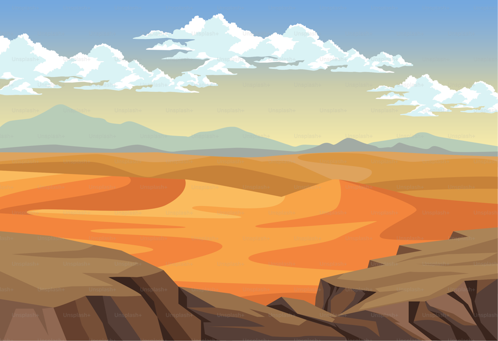深淵の風景シーンを持つ砂漠