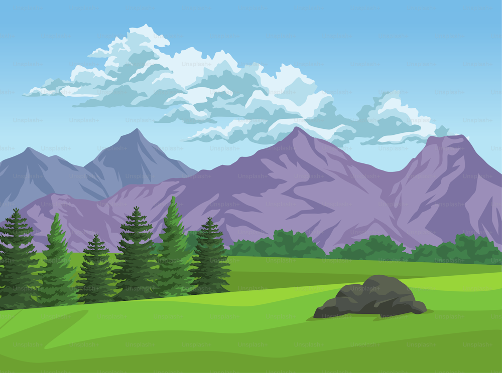 paisagem da cena de wanderlust com montanhas