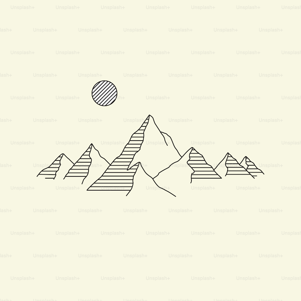 simple vector illustration of mountains in one line style