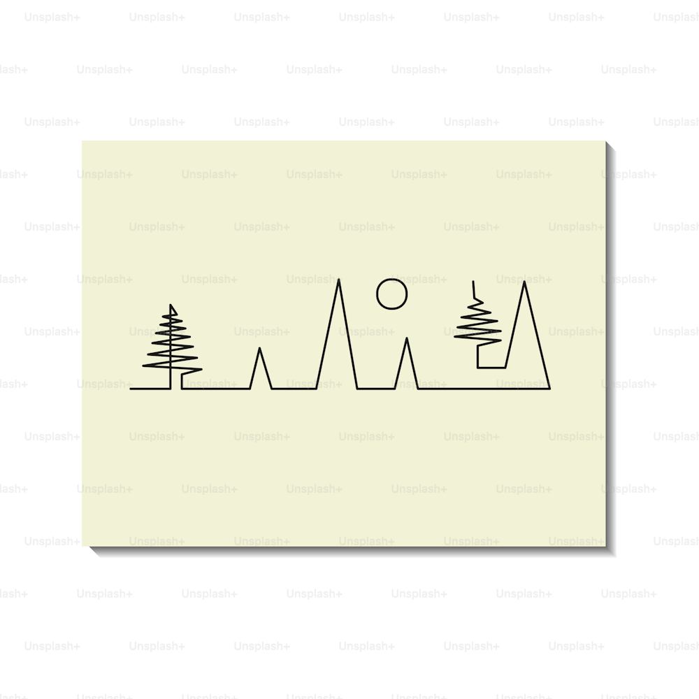 ilustração simples de montanhas e árvores em uma linha contínua