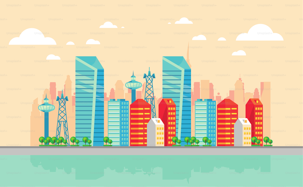 smart city scene with buildings