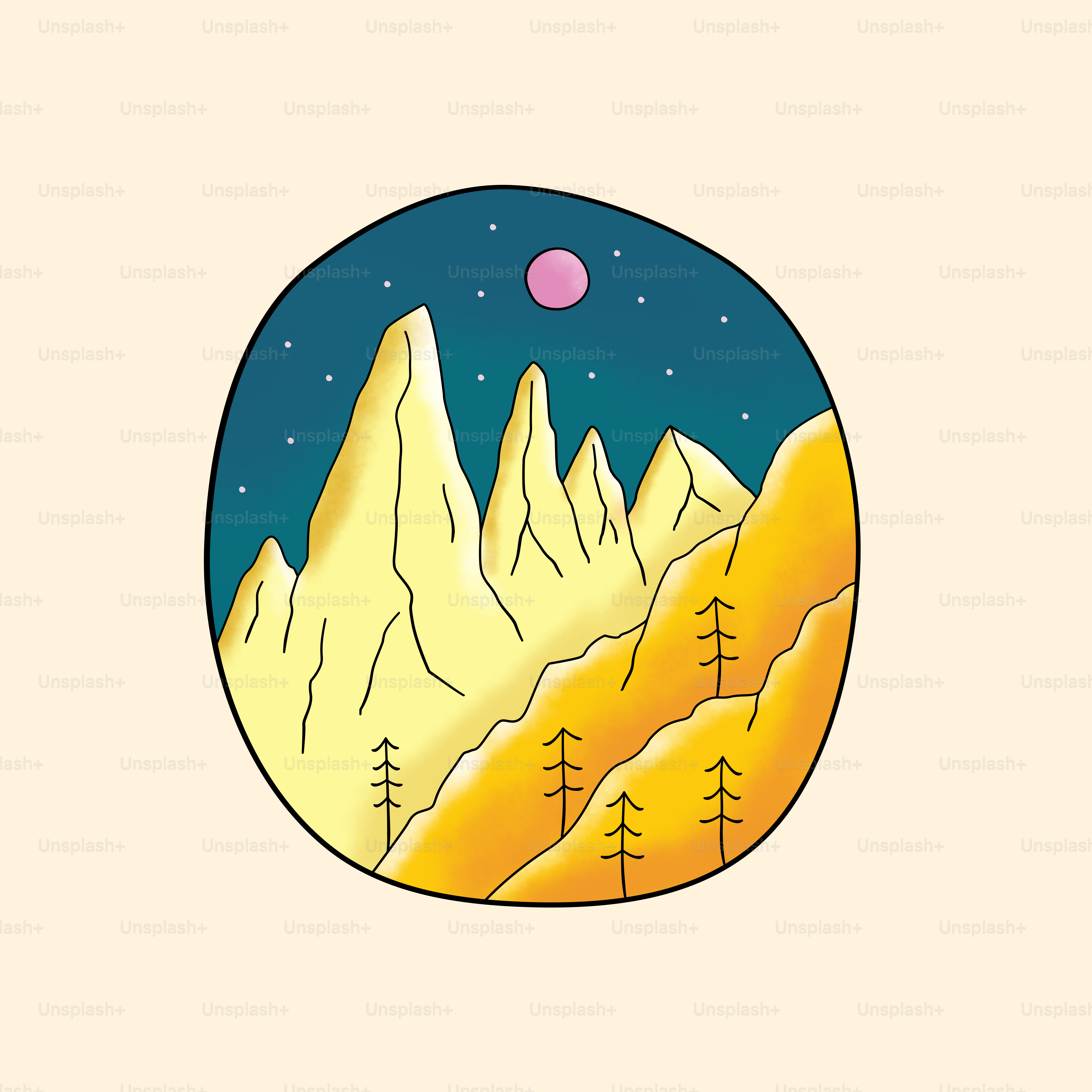 Illustration Design of Torres del Paine National Park .Rocky Mountain badge patch pin graphic illustration vector art t-shirt design