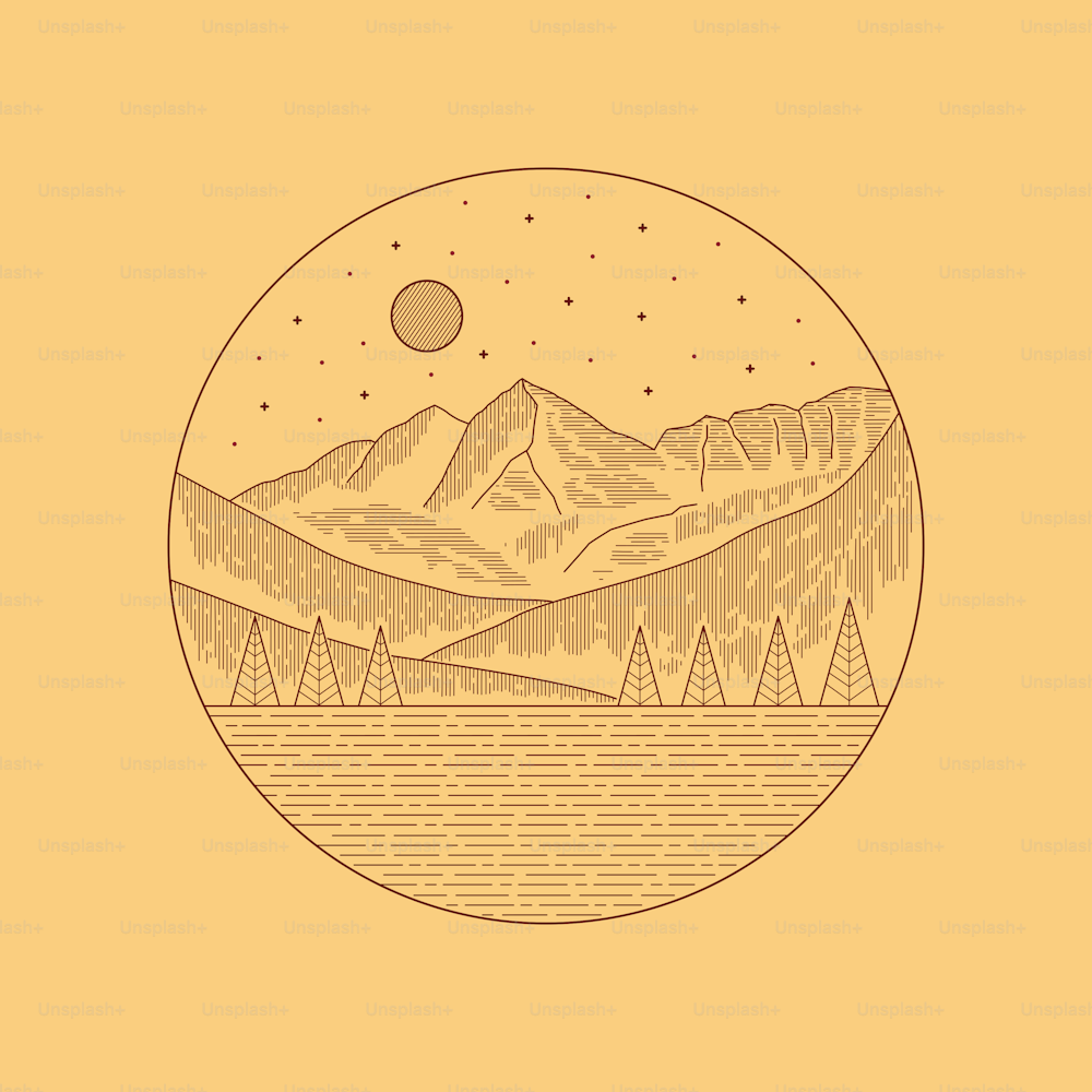 Elk Mountain Colorado in mono line art design for badge, sticker, patch, t shirt design, etc